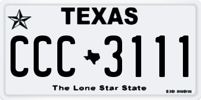 TX license plate CCC3111