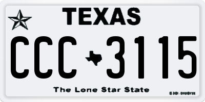 TX license plate CCC3115