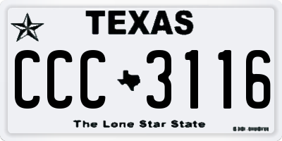 TX license plate CCC3116