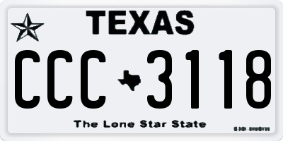 TX license plate CCC3118