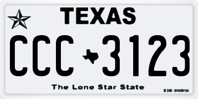 TX license plate CCC3123