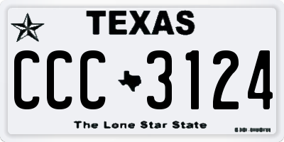 TX license plate CCC3124