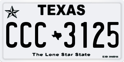 TX license plate CCC3125