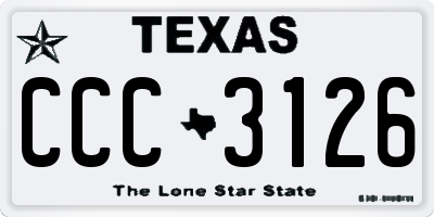 TX license plate CCC3126