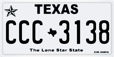 TX license plate CCC3138
