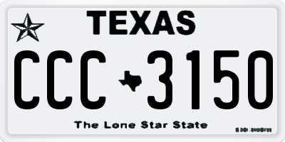 TX license plate CCC3150