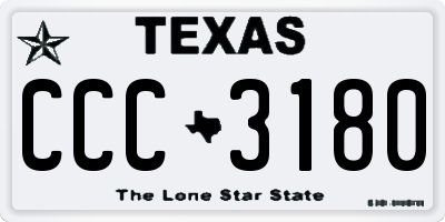 TX license plate CCC3180