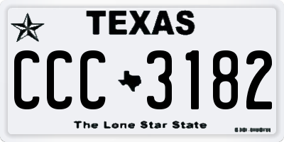 TX license plate CCC3182