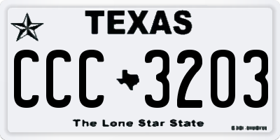 TX license plate CCC3203