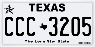 TX license plate CCC3205