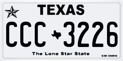 TX license plate CCC3226