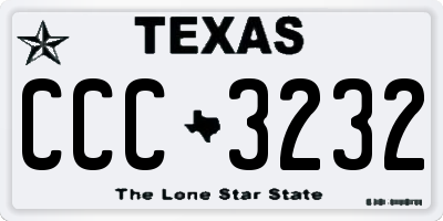 TX license plate CCC3232
