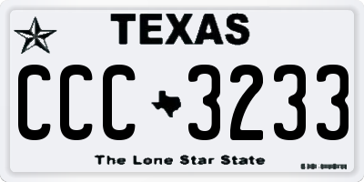 TX license plate CCC3233