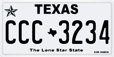 TX license plate CCC3234