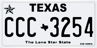 TX license plate CCC3254