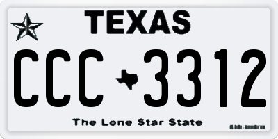 TX license plate CCC3312