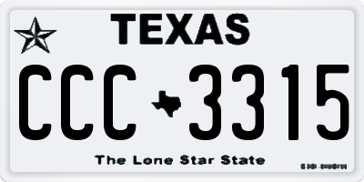 TX license plate CCC3315