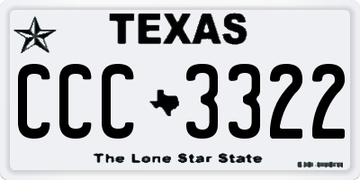 TX license plate CCC3322