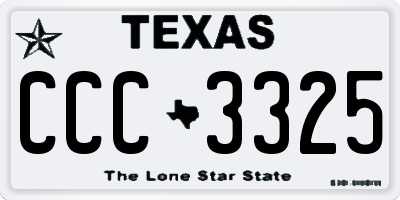 TX license plate CCC3325