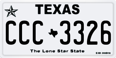 TX license plate CCC3326
