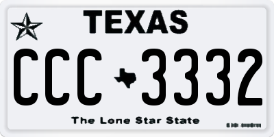 TX license plate CCC3332