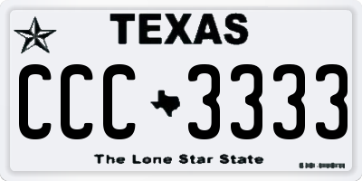 TX license plate CCC3333