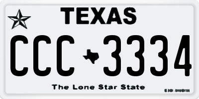 TX license plate CCC3334