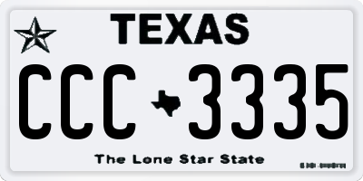 TX license plate CCC3335