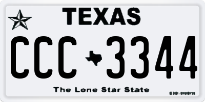 TX license plate CCC3344
