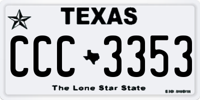 TX license plate CCC3353