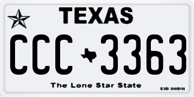TX license plate CCC3363