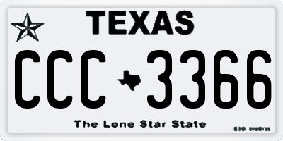 TX license plate CCC3366