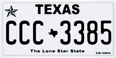 TX license plate CCC3385