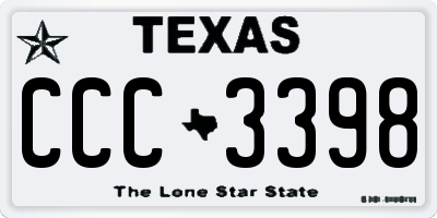 TX license plate CCC3398