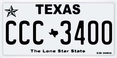 TX license plate CCC3400