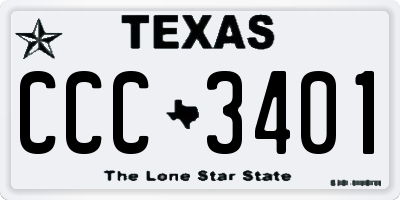 TX license plate CCC3401