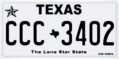 TX license plate CCC3402