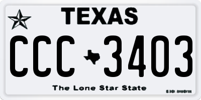 TX license plate CCC3403