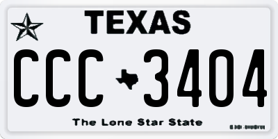 TX license plate CCC3404