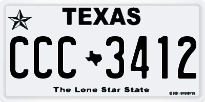 TX license plate CCC3412