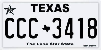 TX license plate CCC3418