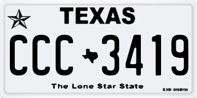 TX license plate CCC3419