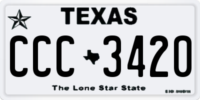 TX license plate CCC3420