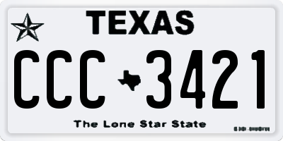 TX license plate CCC3421