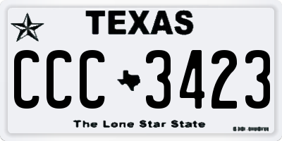 TX license plate CCC3423