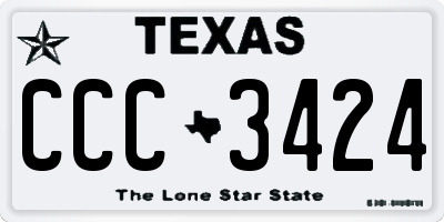 TX license plate CCC3424