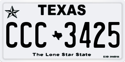 TX license plate CCC3425