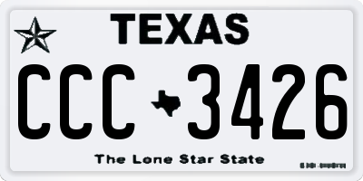 TX license plate CCC3426