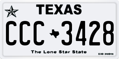 TX license plate CCC3428