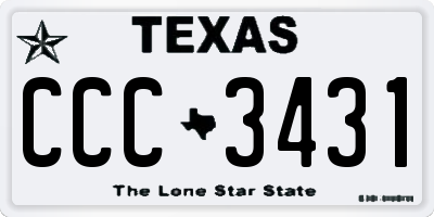 TX license plate CCC3431